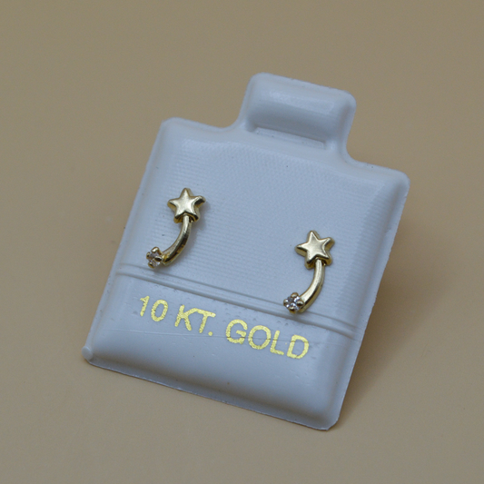 Broquel cometa zirconia mini - Oro 10K