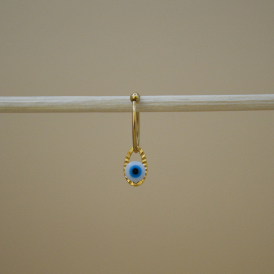 Piercing ojo turco azul/blanco ovalado
