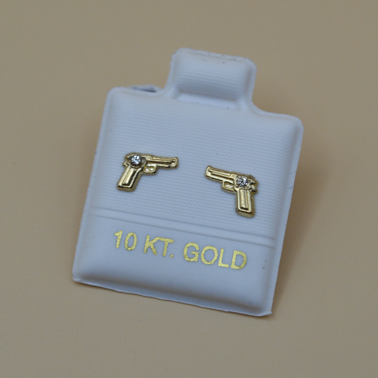 Broquel pistola zirconia mini - Oro 10K