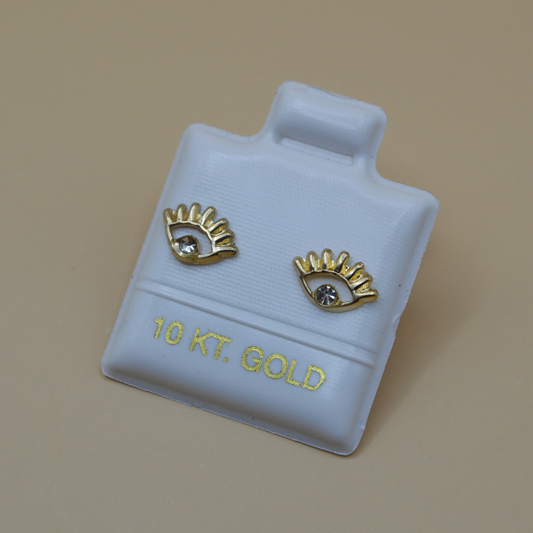 Broquel ojo contorno con zirconia - Oro 10K