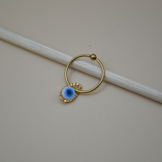 Piercing ojo turco azul/blanco ovalado
