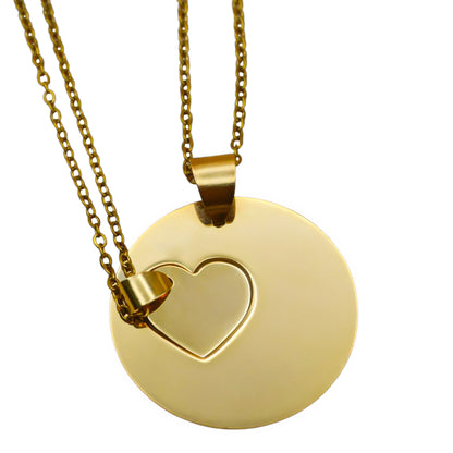 Dúo collares o llaveros de corazón circular y corazón mini