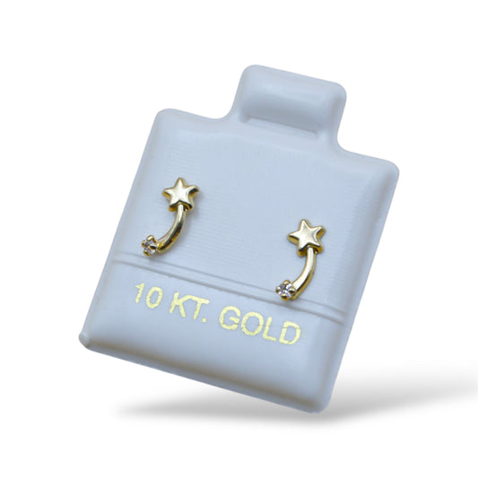 Broquel cometa zirconia mini - Oro 10K