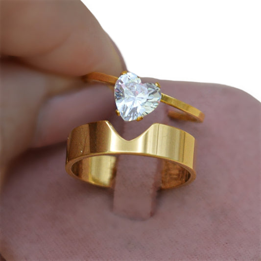 Dúo anillos love acero inoxidable