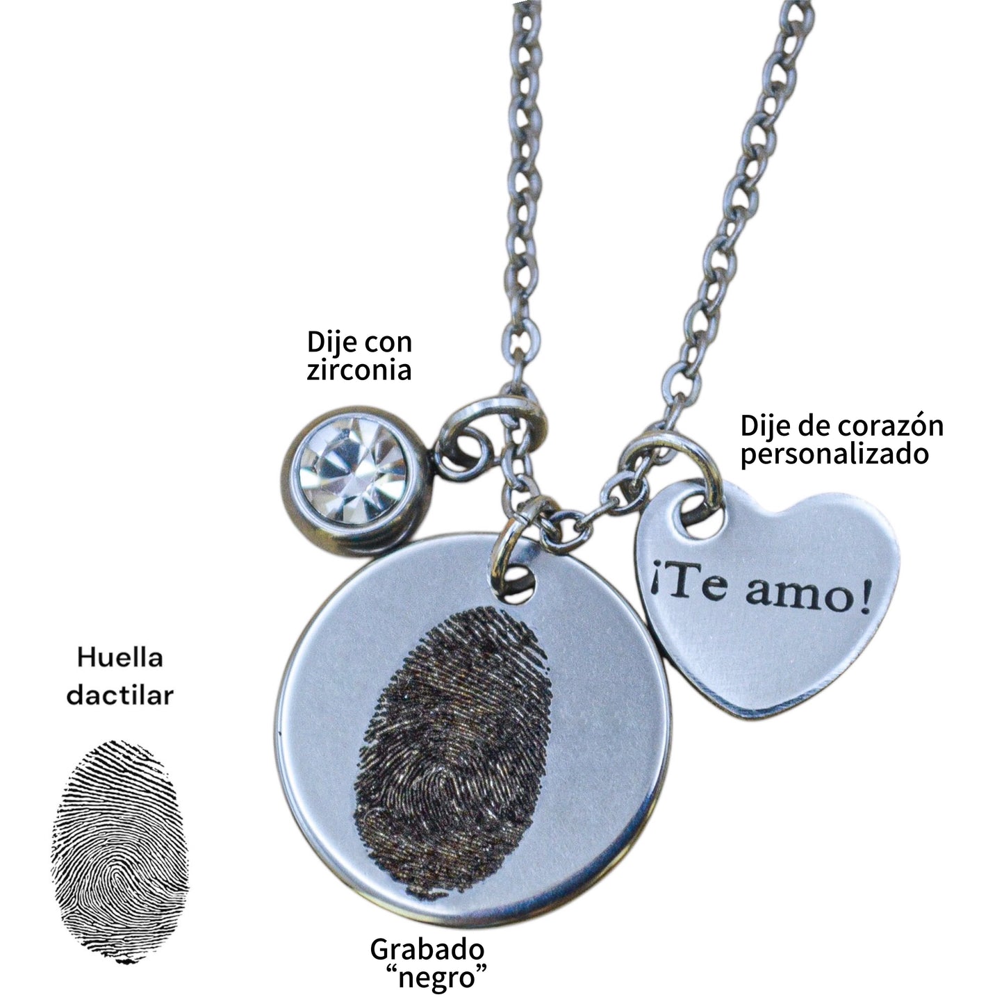 Collar o llavero personalizado con huella dactilar