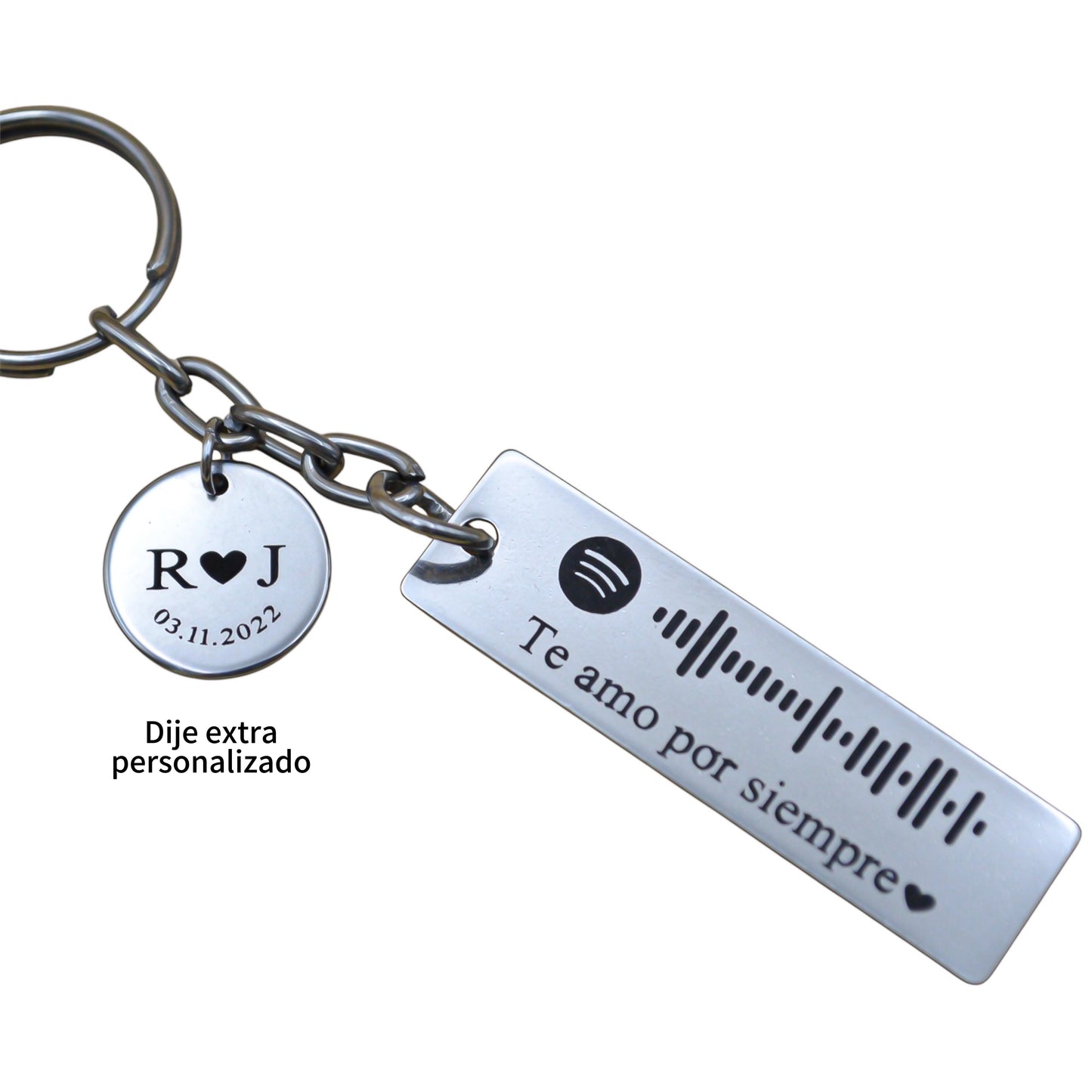 Llavero o collar barra personalizado Spotify acero inoxidable