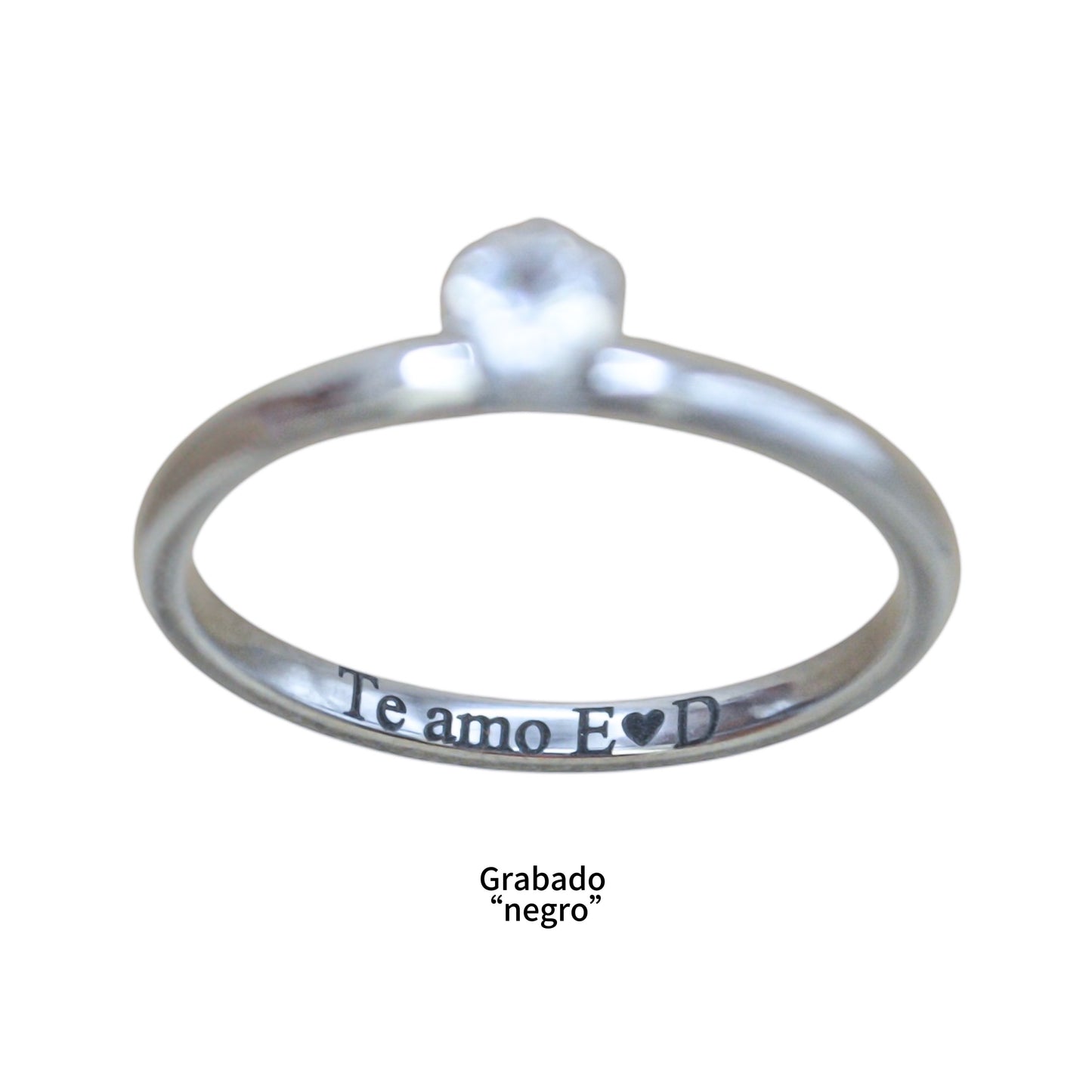 Anillo de promesa personalizado zirconia silver acero inoxidable