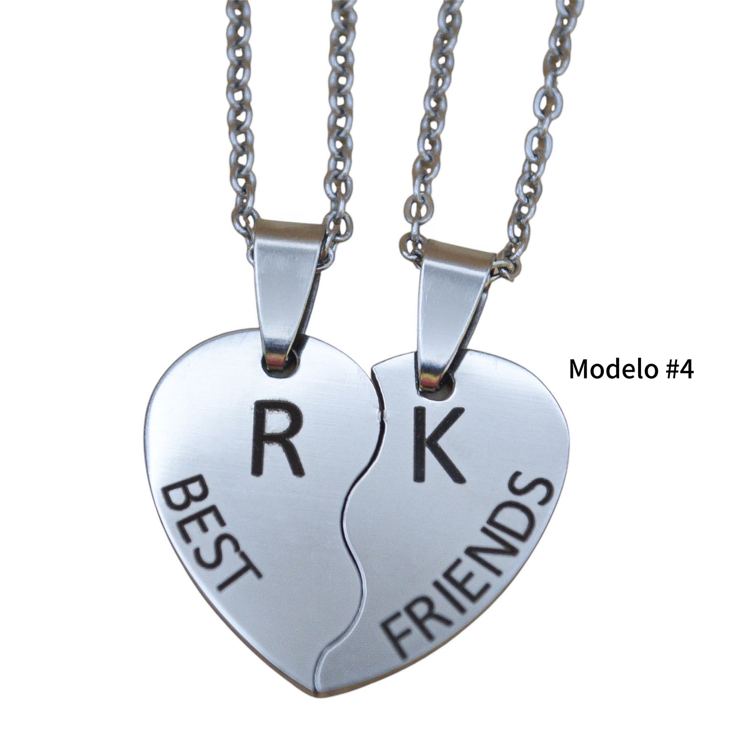 Dúo de collares o llaveros corazón partido personalizados