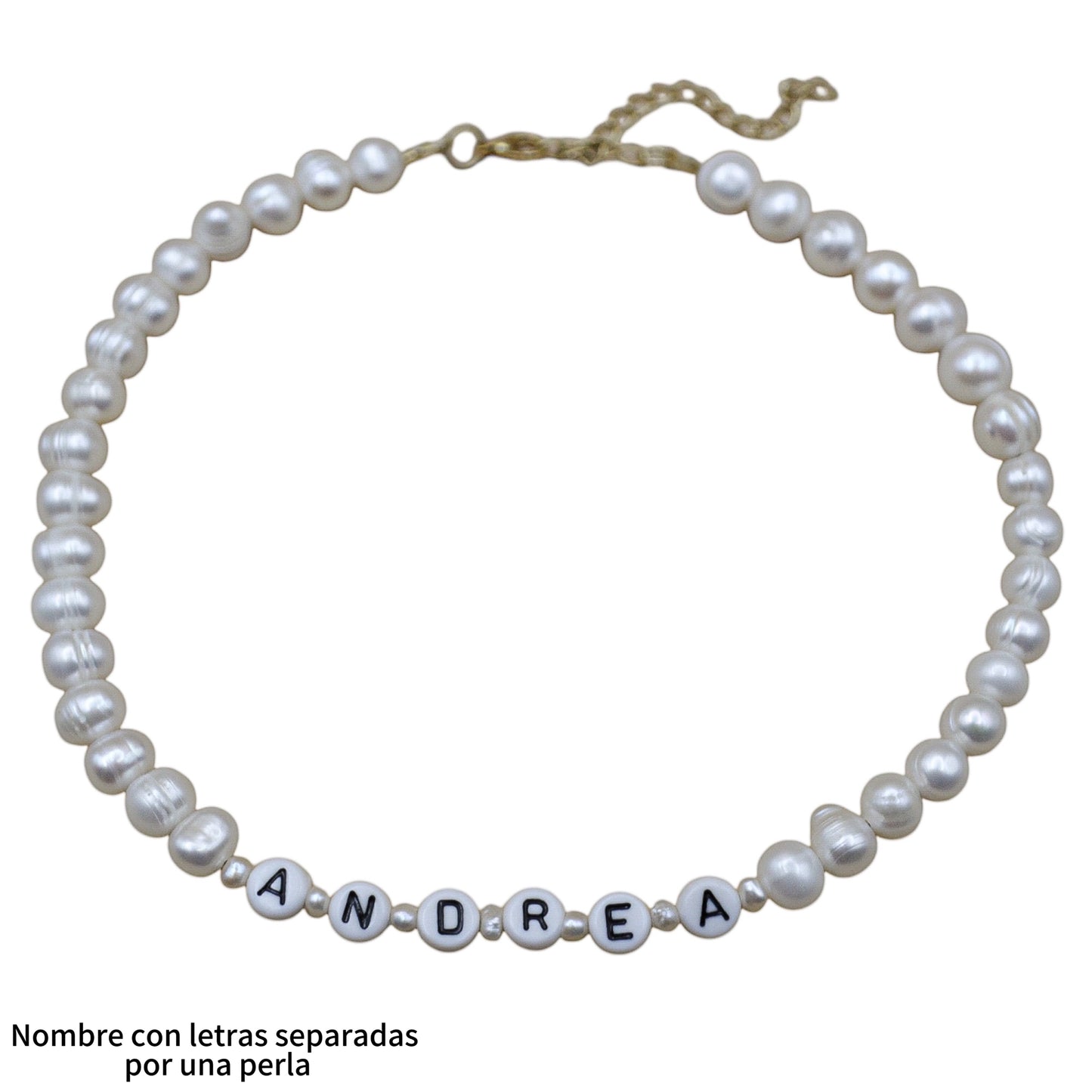 Choker personalizado perlas de río naturales y letras acrílicas