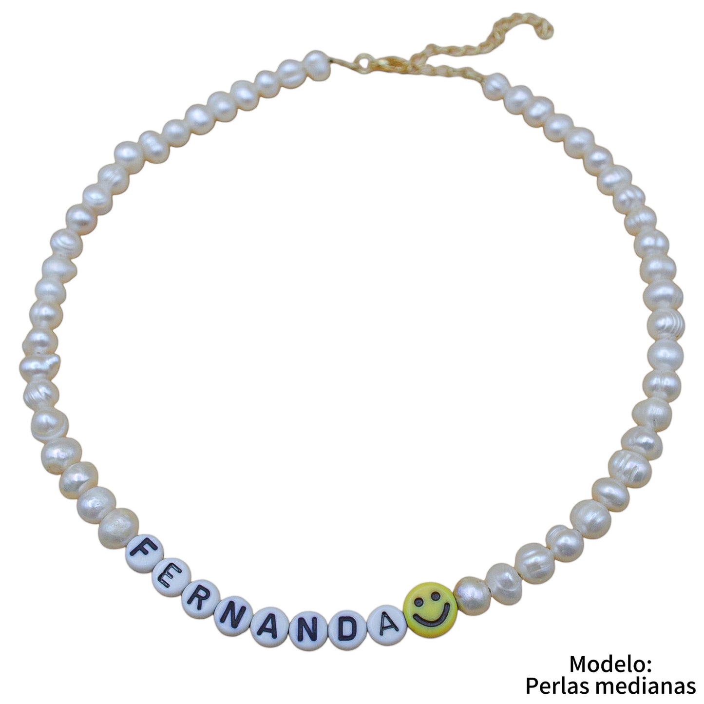Choker personalizado perlas de río naturales y letras acrílicas