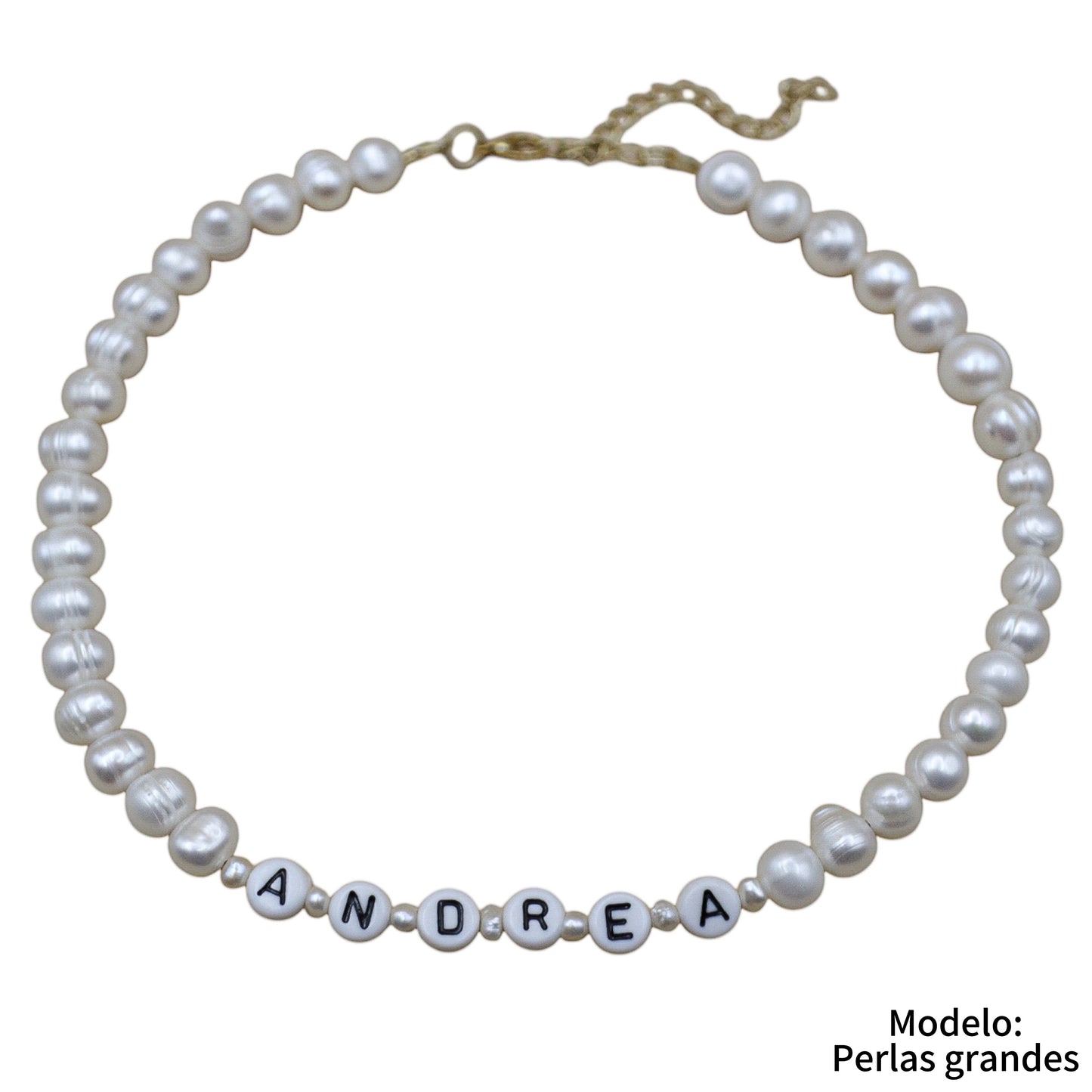 Choker personalizado perlas de río naturales y letras acrílicas
