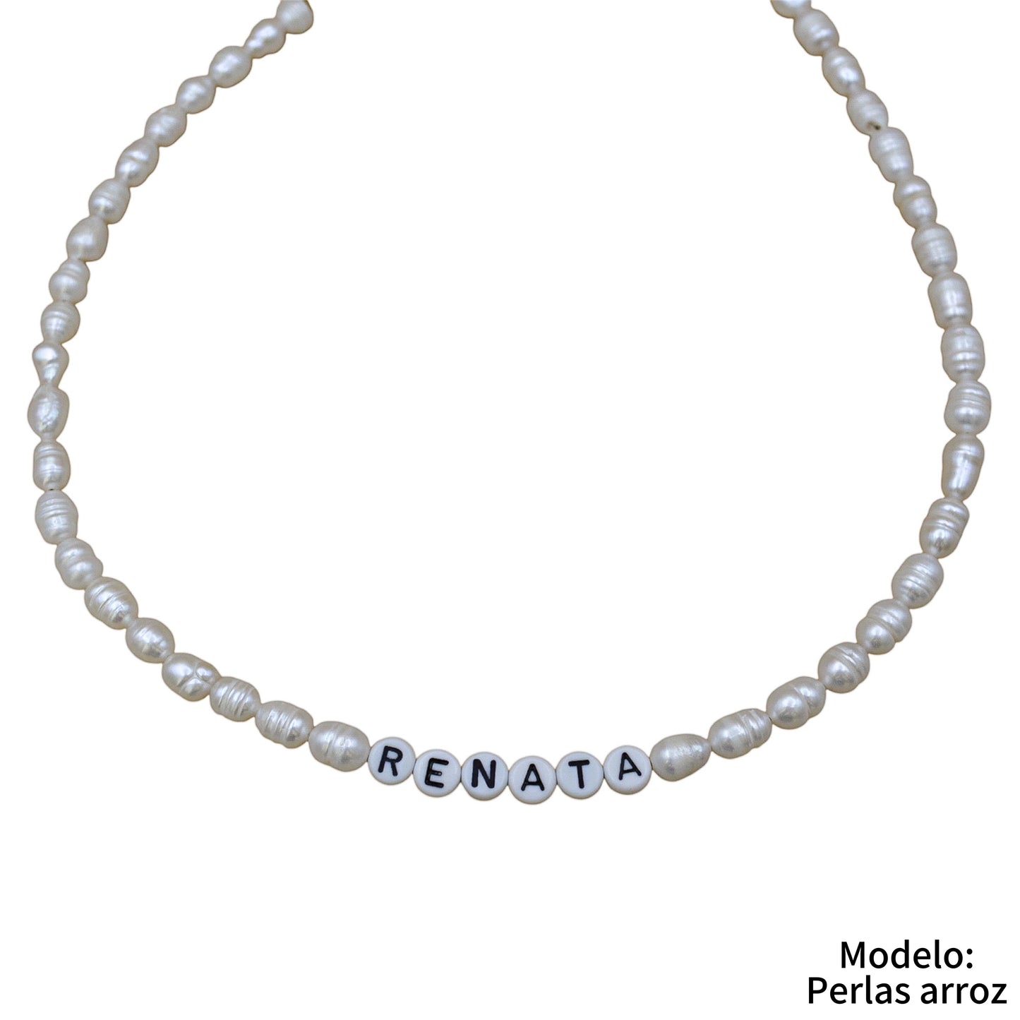 Choker personalizado perlas de río naturales y letras acrílicas