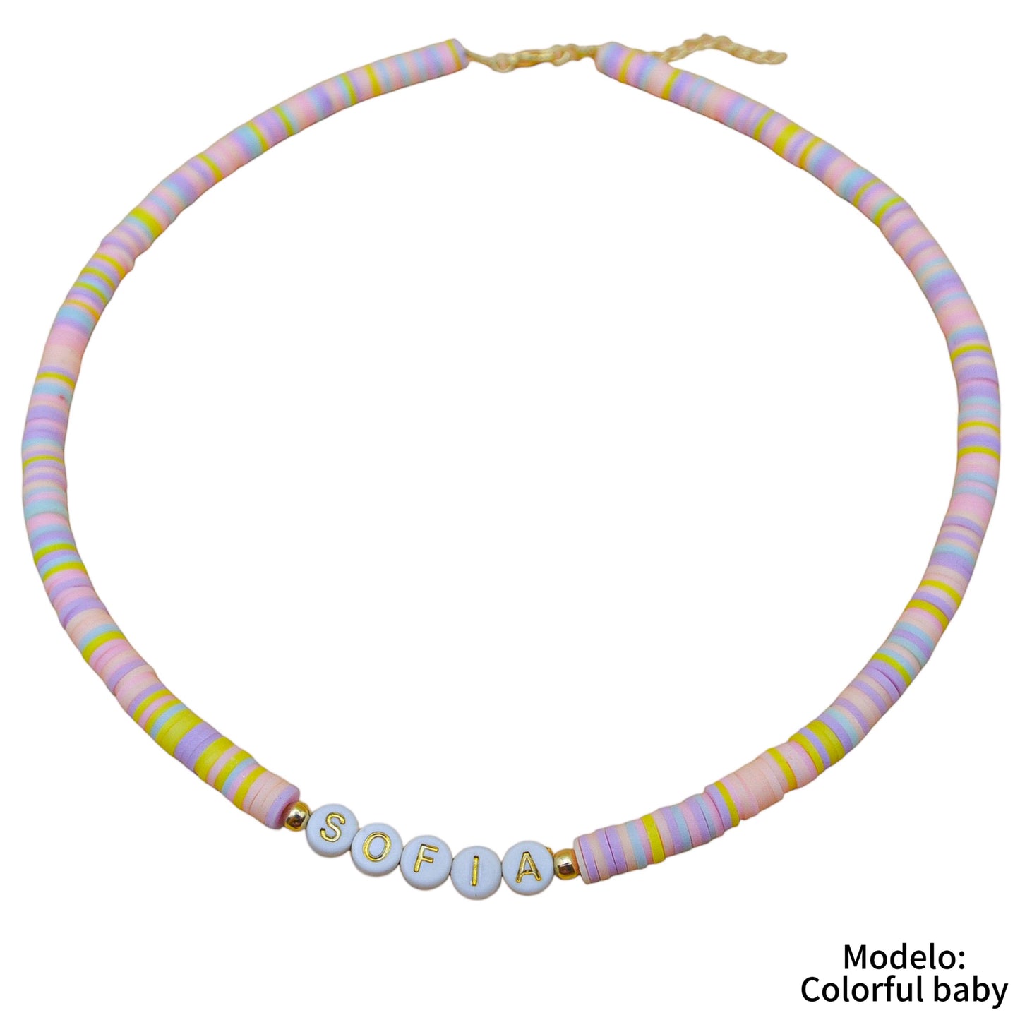 Choker personalizado con puccas colorful y letras acrílicas