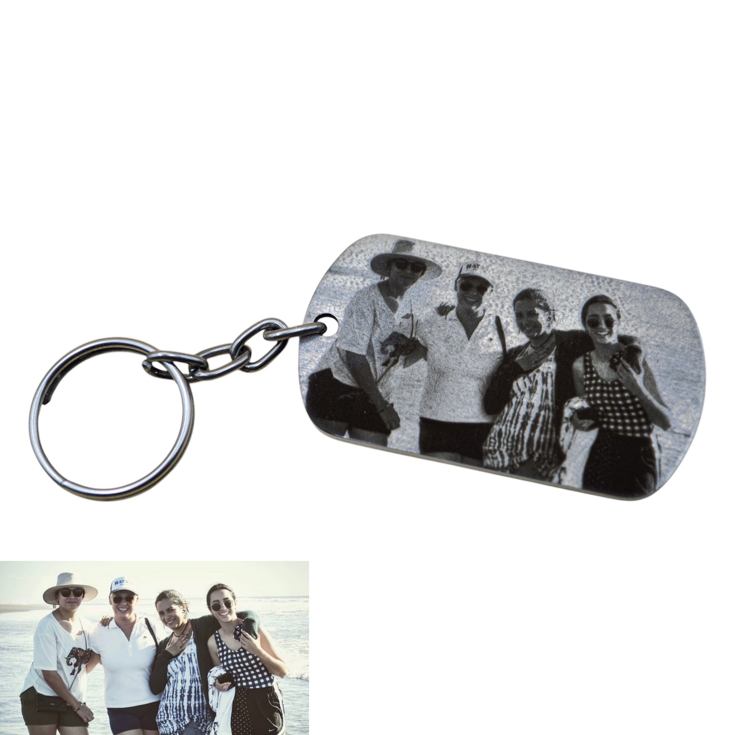 Llavero o collar personalizado placa militar con fotograbado y/o texto acero inoxidable