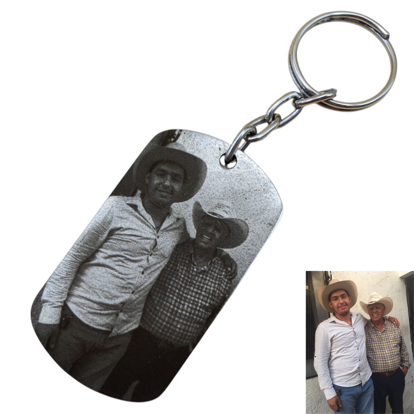 Llavero o collar personalizado placa militar con fotograbado y/o texto acero inoxidable