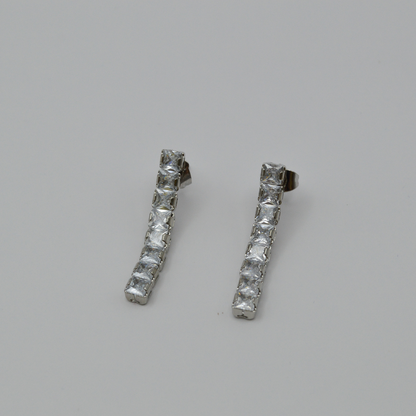 Juego zirconias cuadradas V (collar, pulsera y aretes)