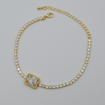 Juego zirconias con zirconia rectangular shiny contorno (collar y pulsera)