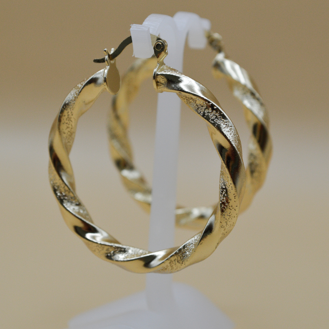 Arracadas espiral diamantadas gold