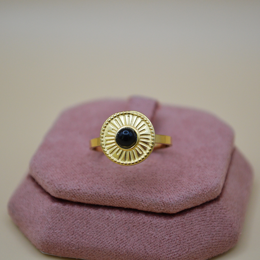 Anillo piedra negra ajustable