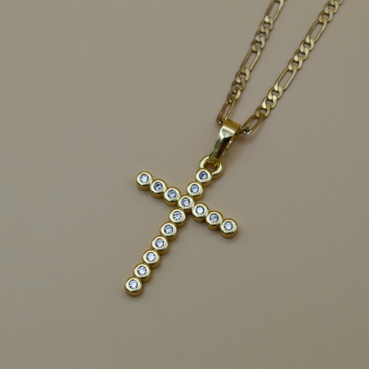 Collar cruz mediana zirconia circular