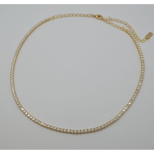 Juego zirconias gold (collar y aretes)