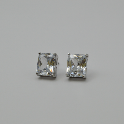 Juego zirconias con zirconia rectangular blanca (collar, pulsera y aretes)
