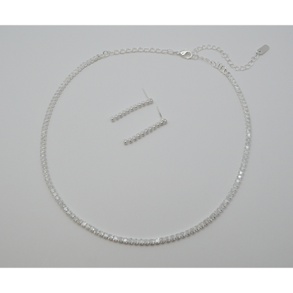 Juego zirconias silver (collar y aretes)