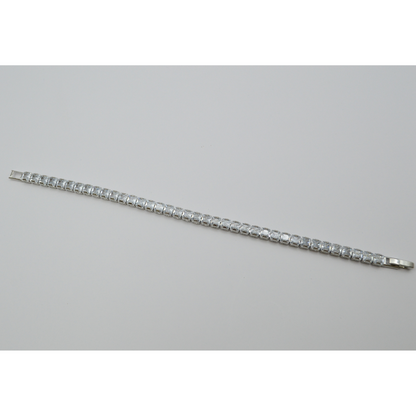 Juego zirconias cuadradas V (collar, pulsera y aretes)