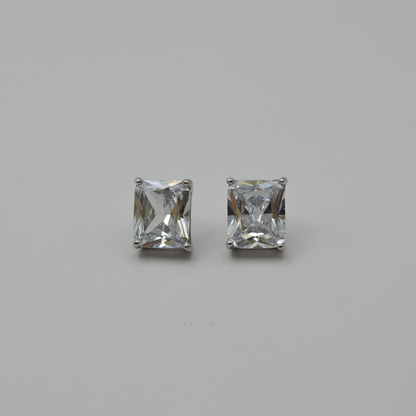 Juego zirconias con zirconia rectangular blanca (collar, pulsera y aretes)