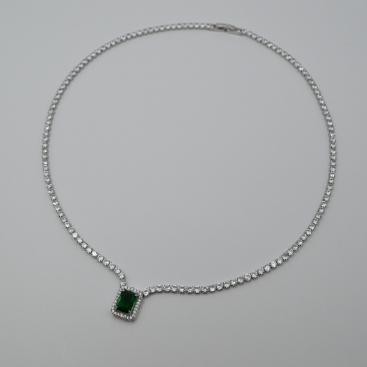 Juego zirconias con zirconia rectangular esmeralda contorno (collar y pulsera)
