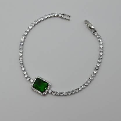 Juego zirconias con zirconia rectangular esmeralda contorno (collar y pulsera)