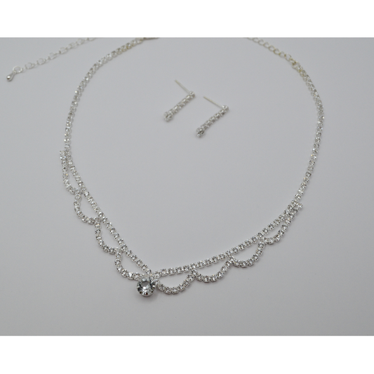 Juego zirconias nubes (collar y aretes)