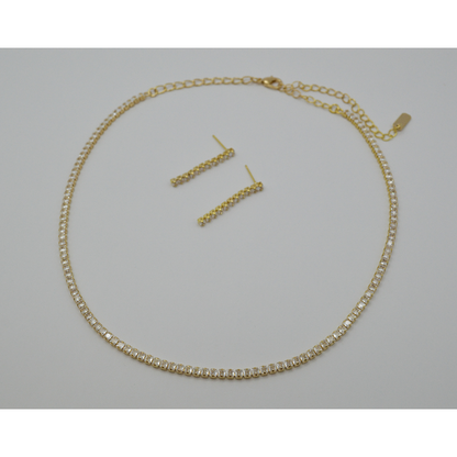 Juego zirconias gold (collar y aretes)