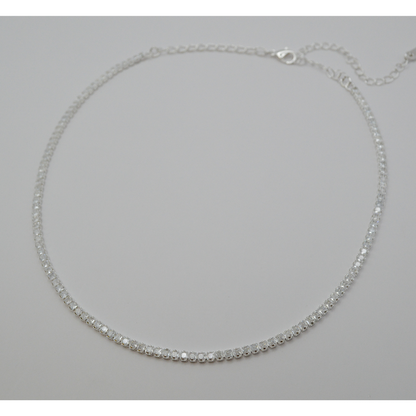 Juego zirconias silver (collar y aretes)