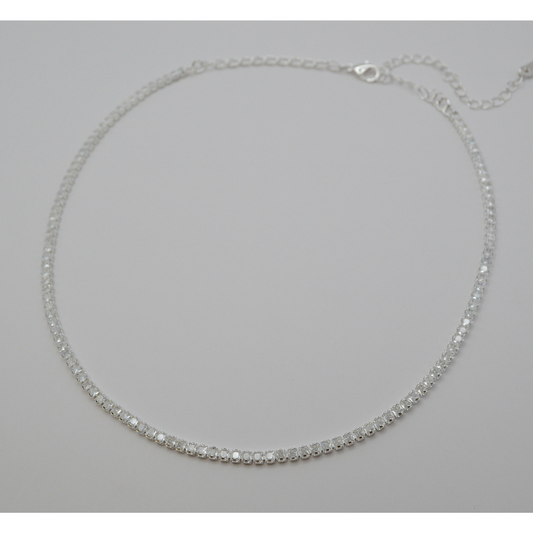 Juego zirconias silver (collar y aretes)