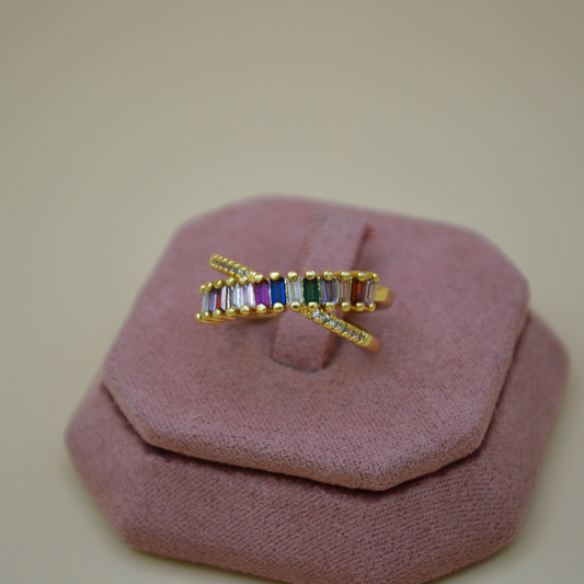 Anillo entrelazado zirconias colorful
