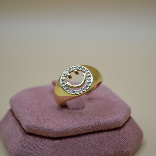 Anillo happy face zirconia outline ajustable