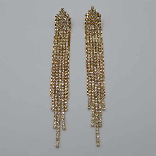 Aretes cascada zirconias gold