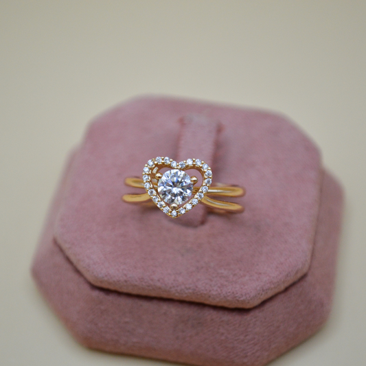 Dúo anillos corazón zirconias