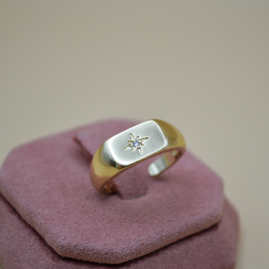 Anillo estrella zirconia ajustable