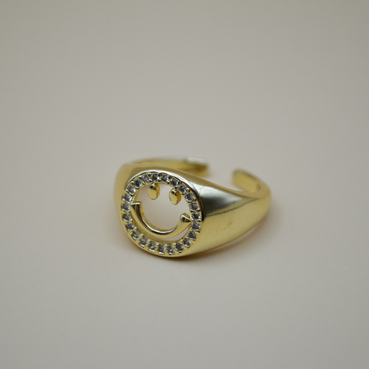 Anillo happy face zirconia outline ajustable