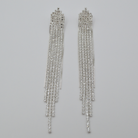 Aretes cascada zirconias silver