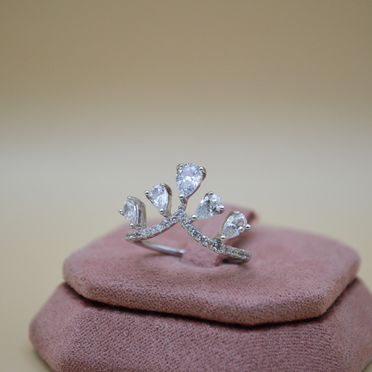 Anillo zirconias gotas silver