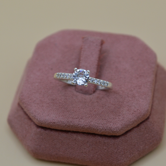 Anillo plata .925 zirconia circular natural