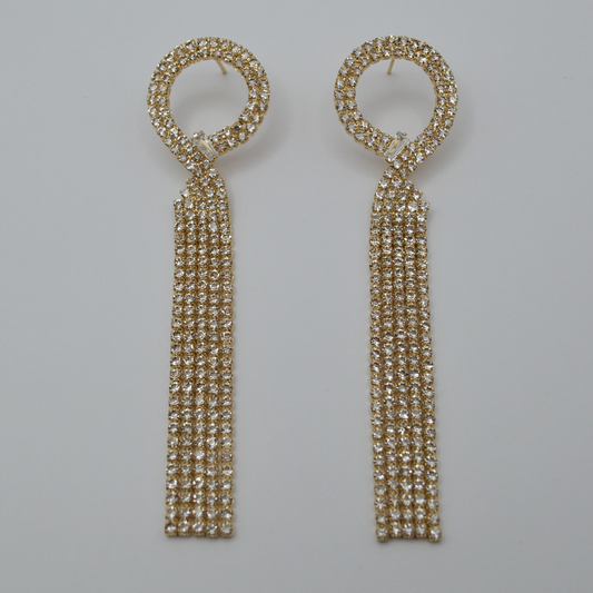 Aretes cascada círculo zirconias gold