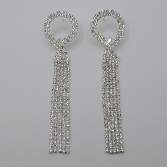 Aretes cascada círculo zirconias silver
