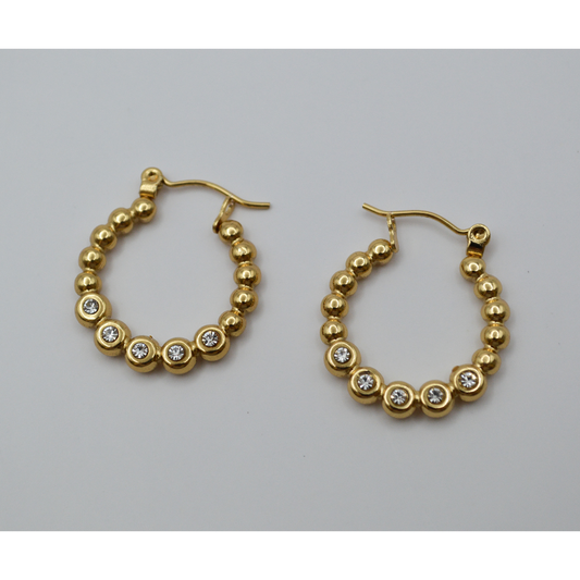 Arracadas bolitas con zirconias acero inoxidable