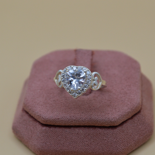 Anillo plata .925 corazón zirconia natural