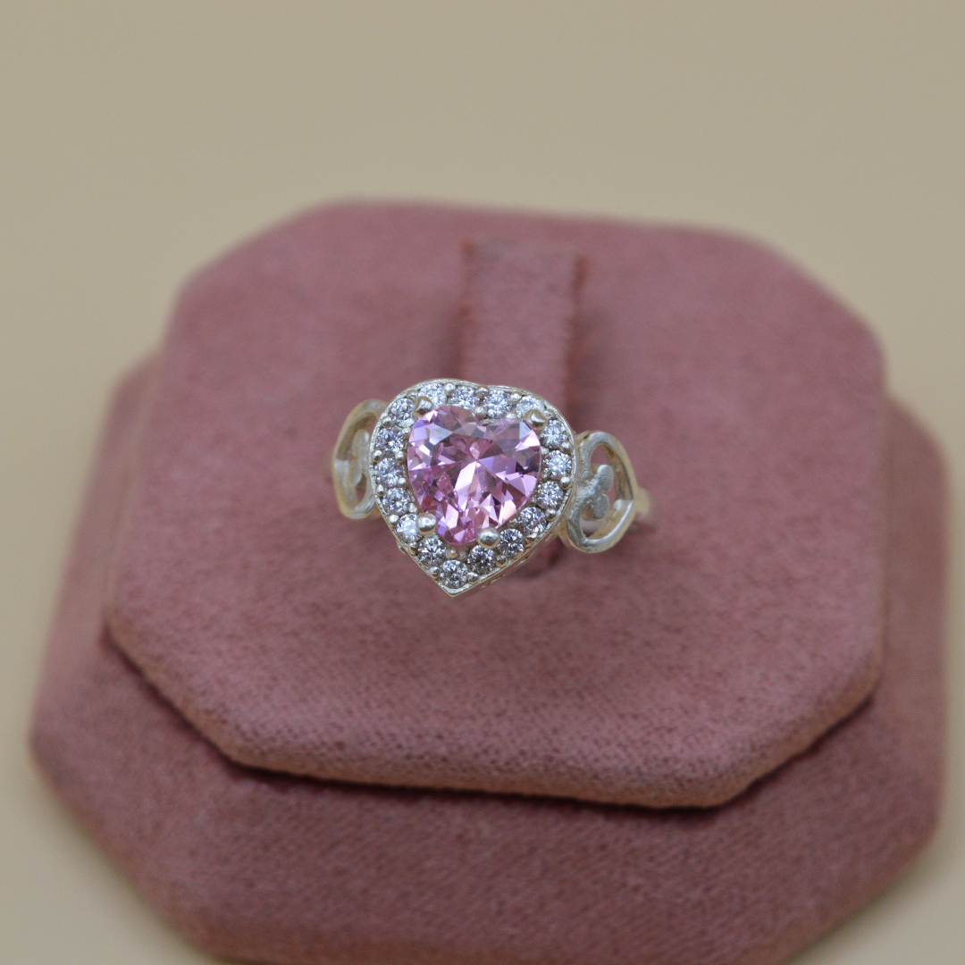 Anillo plata .925 corazón pink zirconias