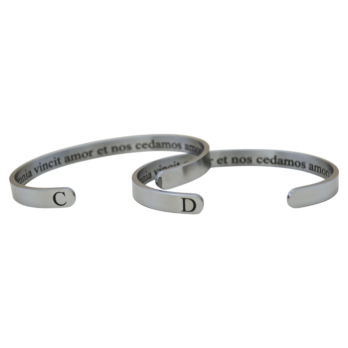 Dúo de brazaletes personalizados acero inoxidable ajustables